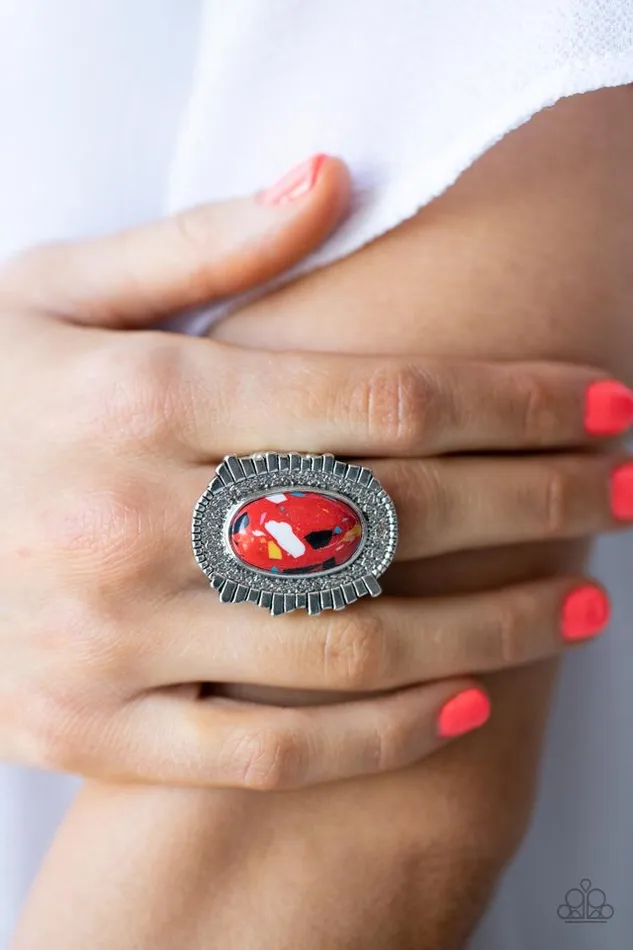 Paparazzi Ring Terrazzo Trendsetter Red Paparazzi Jewelry Rings