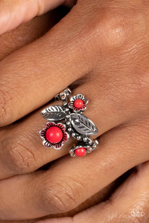Paparazzi Ring Wonderland Wildflower Red Paparazzi Jewelry Rings