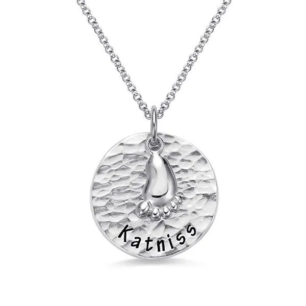 Personalized Hammered Baby Feet Necklace Pure Silver Belbren Necklaces