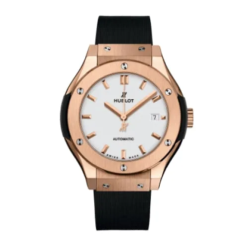 PreStyled Sets Hublot Classic Fusion King Gold 33mm Watch Ref 582OX2610RX Opalin Dial in 18K Rose Gold Case Black Lined Rubber Strap Hublot PreStyled Sets Hublot Classic Fusion King Gold 33mm Watch Ref 582OX2610RX Opalin Dial in 18K Rose Gold Case Black Lined Rubber Strap Hublot