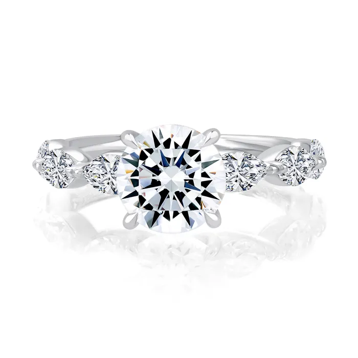 Rings A Jaffe AJaffe 14K White Gold Diamond Semimount Ring Round Head Marquise Sides Rings A Jaffe AJaffe 14K White Gold Diamond Semimount Ring Round Head Marquise Sides