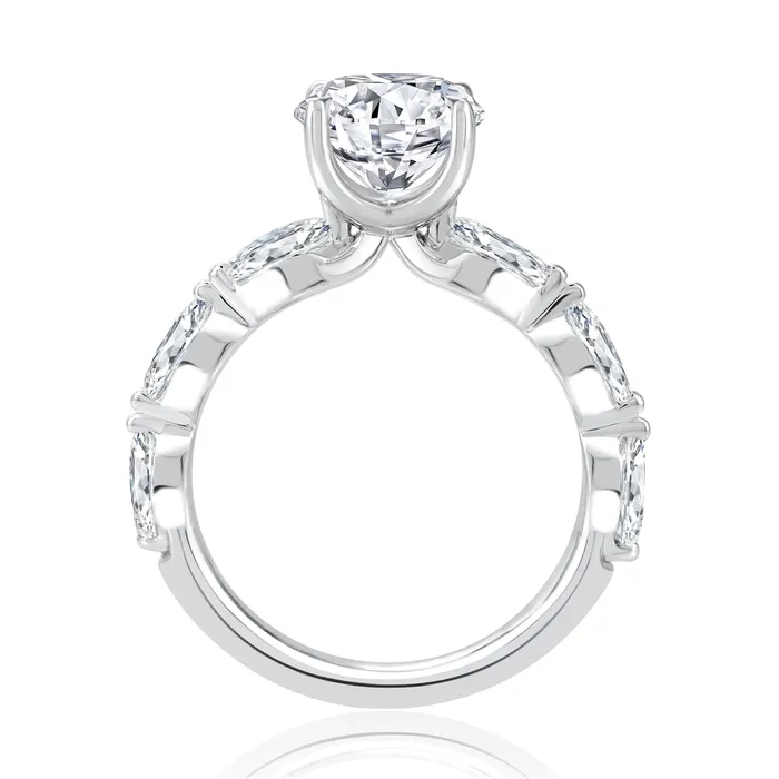 Rings A Jaffe AJaffe 14K White Gold Diamond Semimount Ring Round Head Marquise Sides Rings A Jaffe AJaffe 14K White Gold Diamond Semimount Ring Round Head Marquise Sides