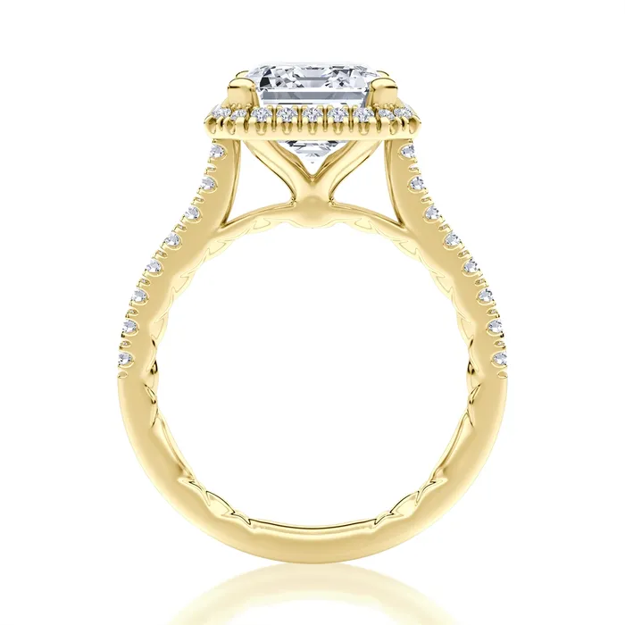 Rings A Jaffe A Jaffe 14K Yellow Gold Rectangle Halo Semi Mount Diamond Ring Rings A Jaffe A Jaffe 14K Yellow Gold Rectangle Halo Semi Mount Diamond Ring
