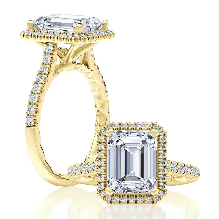 Rings A Jaffe A Jaffe 14K Yellow Gold Rectangle Halo Semi Mount Diamond Ring Rings A Jaffe A Jaffe 14K Yellow Gold Rectangle Halo Semi Mount Diamond Ring
