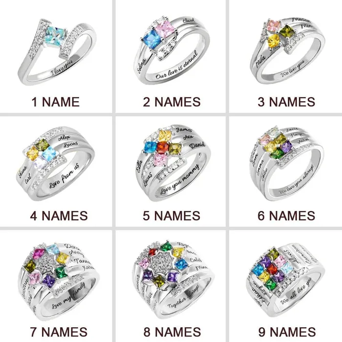 Rings Belbren Mothers Ring with 19 Birthstones Personalized Nana Rings Couple Rings Promise Rings Family Name Ring gift for Grandma