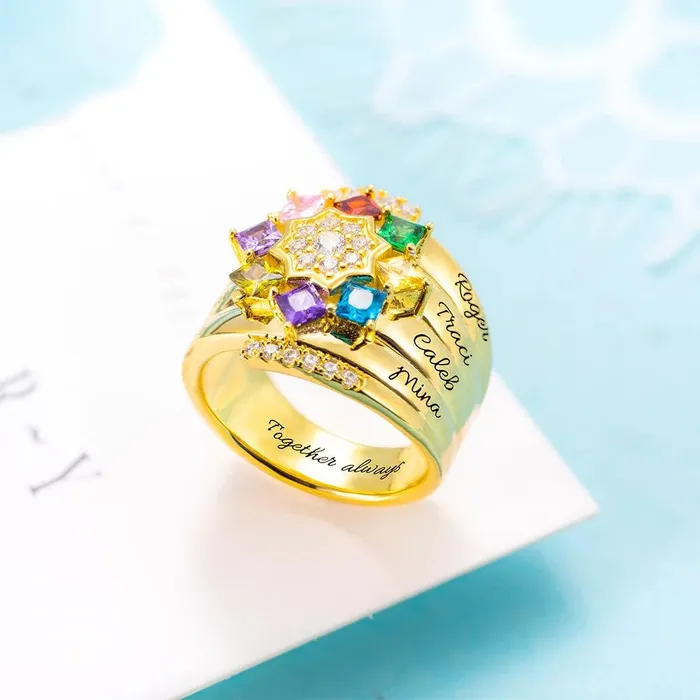Rings Belbren Mothers Ring with 19 Birthstones Personalized Nana Rings Couple Rings Promise Rings Family Name Ring gift for Grandma