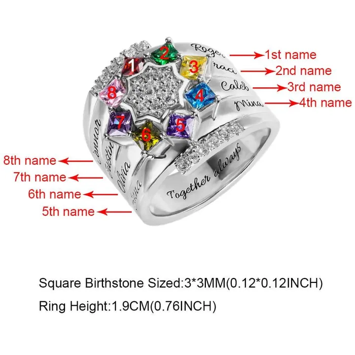Rings Belbren Mothers Ring with 19 Birthstones Personalized Nana Rings Couple Rings Promise Rings Family Name Ring gift for Grandma