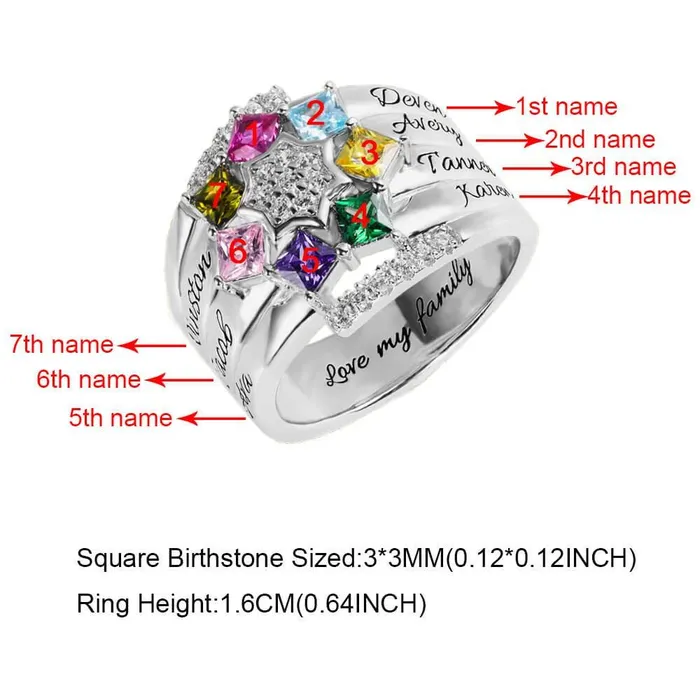 Rings Belbren Mothers Ring with 19 Birthstones Personalized Nana Rings Couple Rings Promise Rings Family Name Ring gift for Grandma