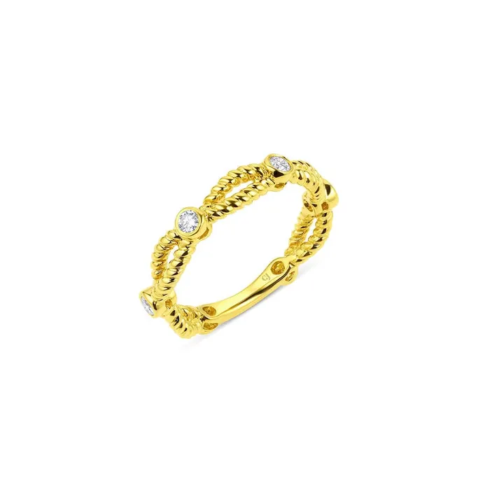 Rings CJ Charles Jewelers 18kt Yellow Gold 4 Diamond Twist Band