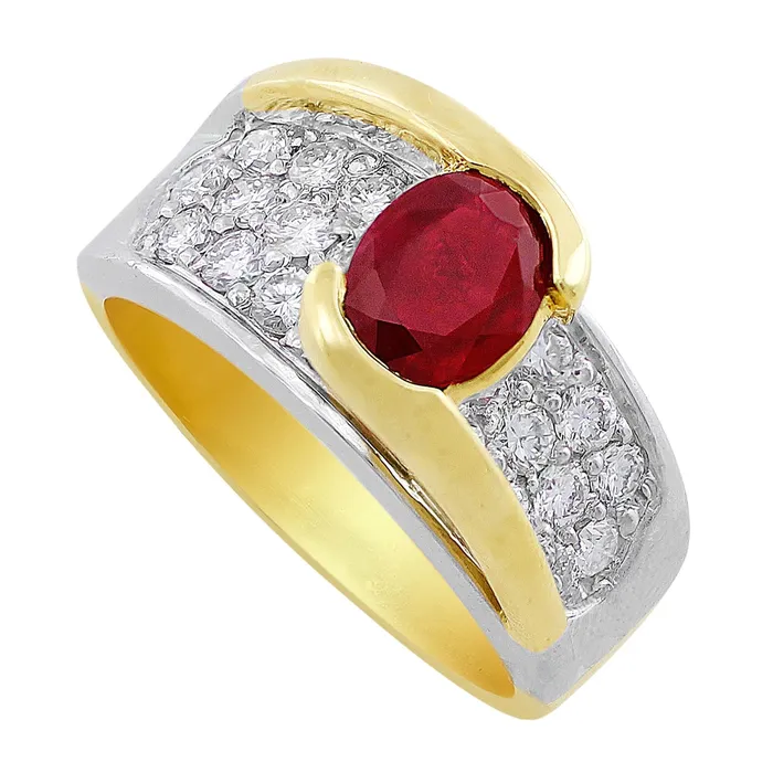 Rings CJ Charles Jewelers Estate 18k White Yellow Gold Ruby Diamond Crossover Ring Rings CJ Charles Jewelers Estate 18k White Yellow Gold Ruby Diamond Crossover Ring