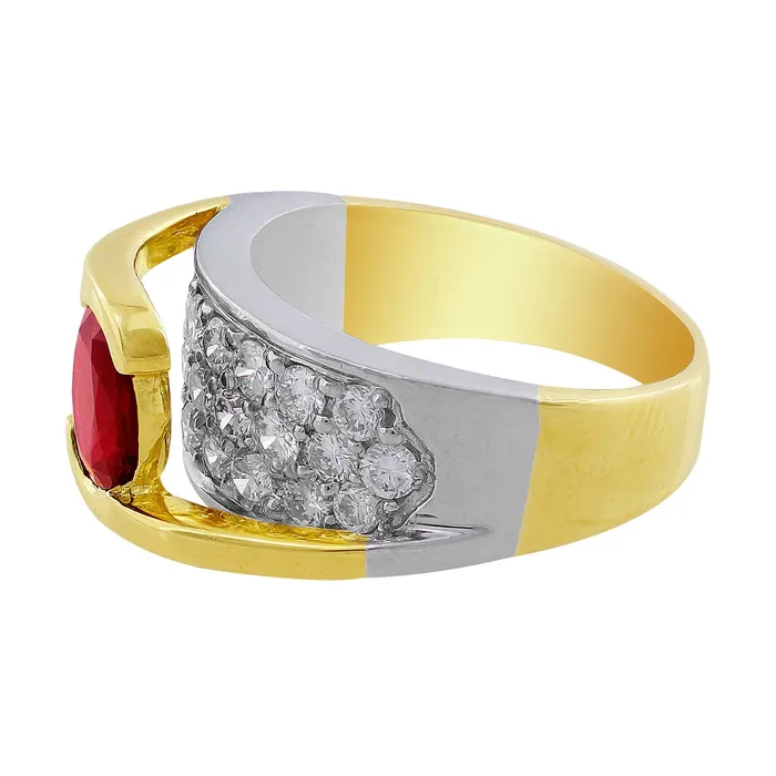 Rings CJ Charles Jewelers Estate 18k White Yellow Gold Ruby Diamond Crossover Ring Rings CJ Charles Jewelers Estate 18k White Yellow Gold Ruby Diamond Crossover Ring