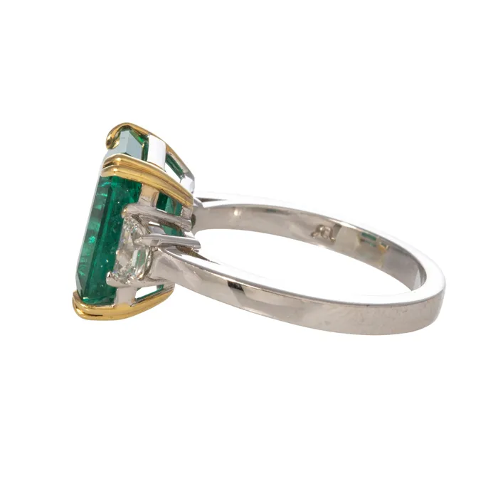 Rings Croghans 499ct Emerald Diamond ThreeStone 18K Gold Ring