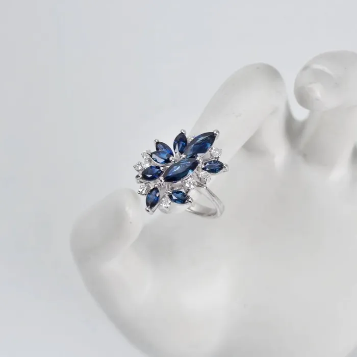 Rings Diamond Source NYC Blue Sapphires Fashion Ring with 300ct of Total Diamond Weight in 18k White Gold RN171500