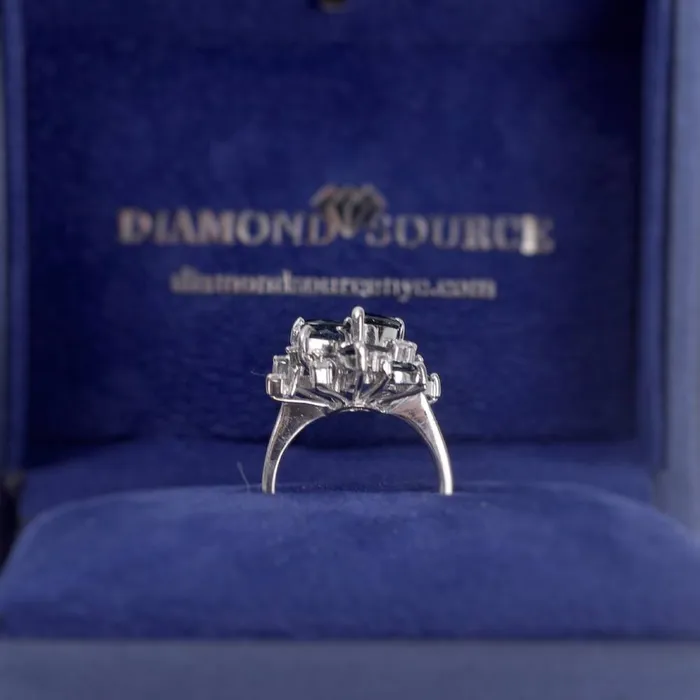 Rings Diamond Source NYC Blue Sapphires Fashion Ring with 300ct of Total Diamond Weight in 18k White Gold RN171500