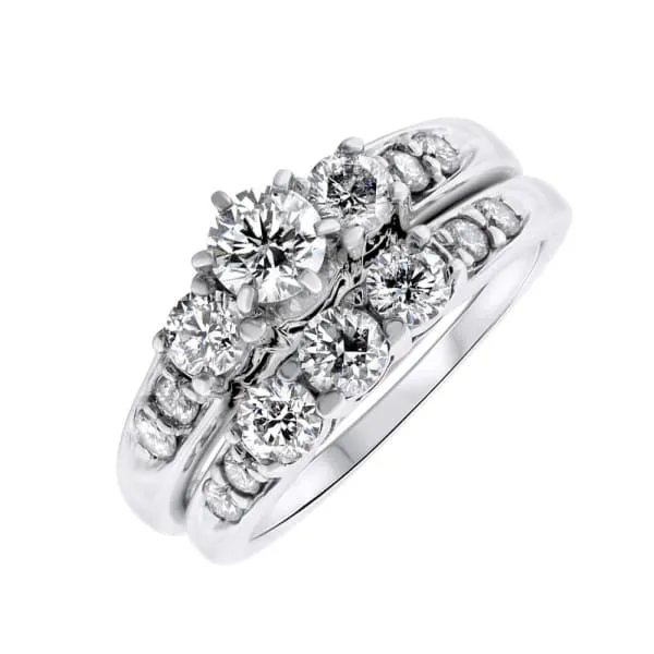 Rings Diamond Source NYC Diamond Engagement Wedding Ring Set Set in 14K White Gold 150ct tw Round Brilliant Natural Diamonds