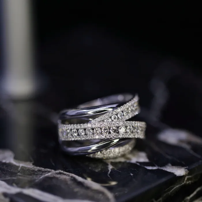 Rings Diamond Source NYC Natural Round Brilliant Fashion Diamond Ring Set in 18K White Gold 256ct tw
