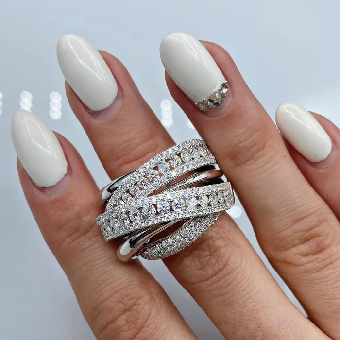 Rings Diamond Source NYC Natural Round Brilliant Fashion Diamond Ring Set in 18K White Gold 256ct tw