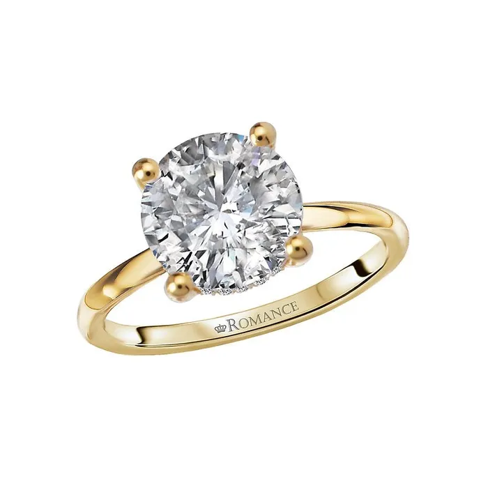 Rings Engagement Collections 14K Yellow Gold Diamond Semimount Ring with Hidden Round Halo Rings Engagement Collections 14K Yellow Gold Diamond Semimount Ring with Hidden Round Halo
