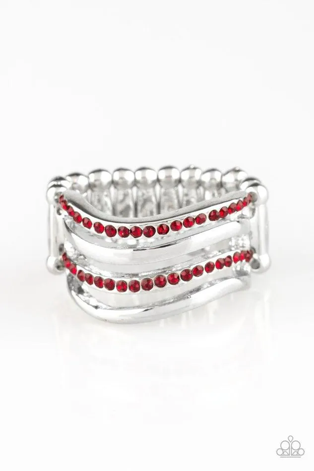 Rings Paparazzi Jewelry Paparazzi Ring Pageant Wave Red