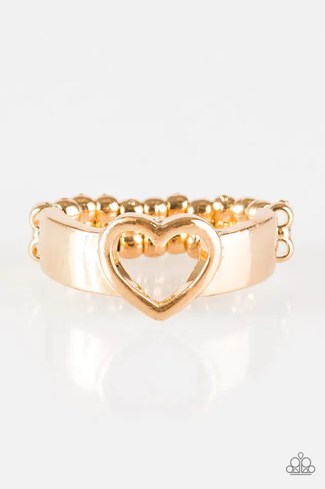 Rings Paparazzi Jewelry Paparazzi Ring Skipping Heartbeats Gold