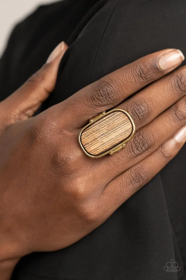 Rings Paparazzi Ring Reclaimed Refinement Gold Paparazzi Jewelry