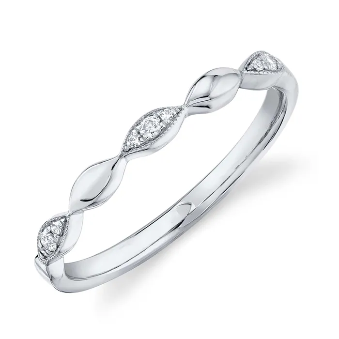 Rings Wedding Bands 14K White Gold Diamond Band with Marquise Design
