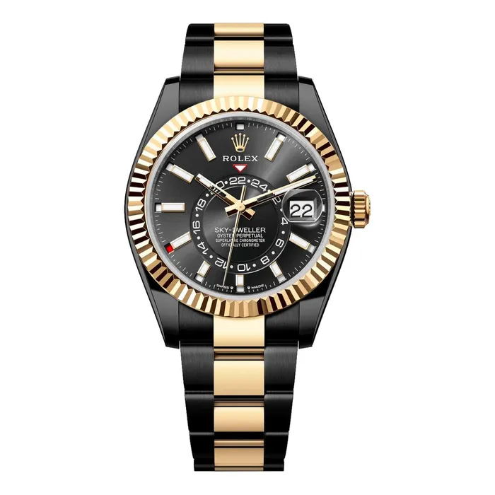 Rolex Bracelets Rolex SkyDweller 42mm Ref 336933 PVD Bright Black Stick Dial Two Tone Black PVD 18K Yellow Gold Oyster Bracelet Watch Rolex Bracelets Rolex SkyDweller 42mm Ref 336933 PVD Bright Black Stick Dial Two Tone Black PVD 18K Yellow Gold Oyster Bracelet Watch