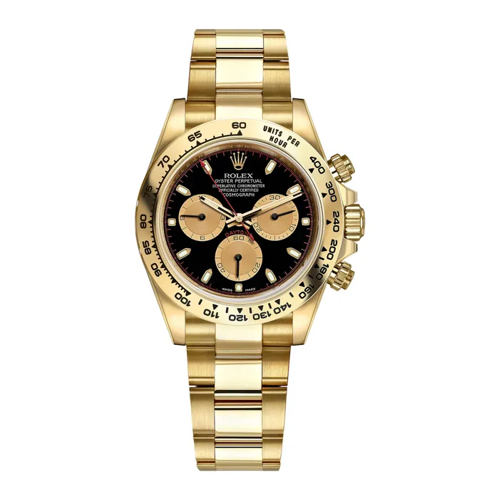 Rolex Cosmograph Daytona 40mm Ref 1165080009 Black Champagne Index Dial 18K Yellow Gold Oyster Bracelet Mens Watch Rolex Bracelets Rolex Cosmograph Daytona 40mm Ref 1165080009 Black Champagne Index Dial 18K Yellow Gold Oyster Bracelet Mens Watch Rolex Bracelets
