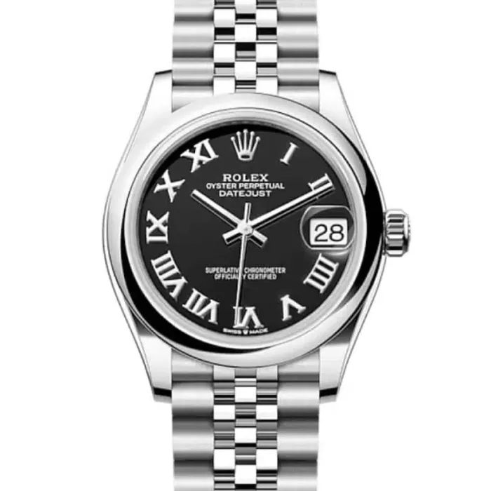 Rolex Datejust 31mm Ref 2782400002 Black Roman Dial Stainless Steel Jubilee Bracelet Womens Watch Rolex Bracelets