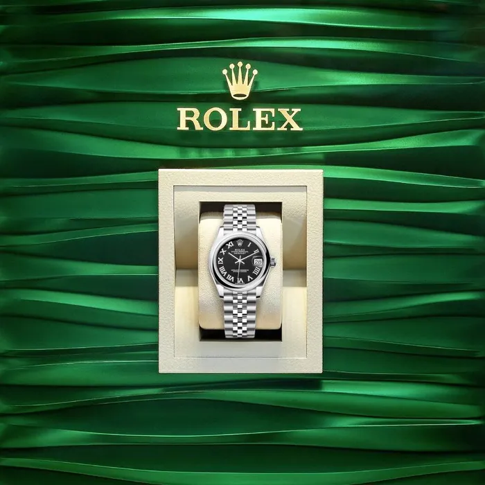 Rolex Datejust 31mm Ref 2782400002 Black Roman Dial Stainless Steel Jubilee Bracelet Womens Watch Rolex Bracelets
