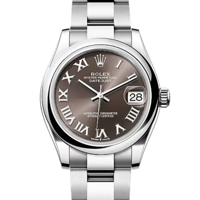 Rolex Datejust 31mm Ref 2782400015 Dark Grey Roman Dial Stainless Steel Oyster Bracelet Womens Watch Rolex Bracelets