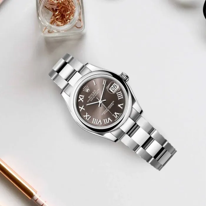Rolex Datejust 31mm Ref 2782400015 Dark Grey Roman Dial Stainless Steel Oyster Bracelet Womens Watch Rolex Bracelets