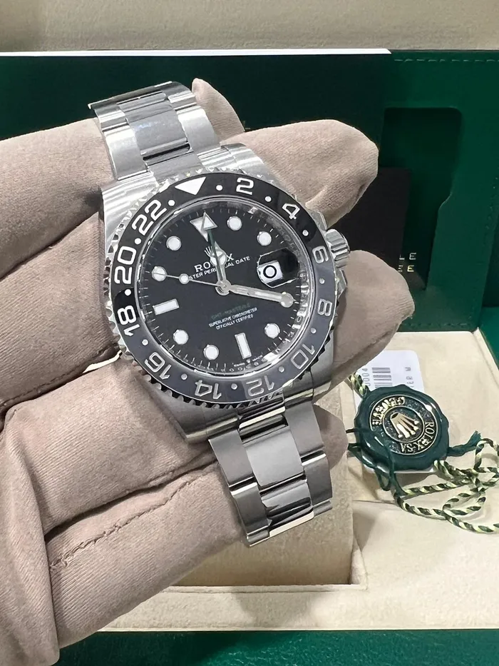 Rolex GMTMaster II 40mm Ref 126710grnr0004 Black Dial Ceramic Bezel Stainless Steel Oyster Bracelet Watch Rolex Bracelets