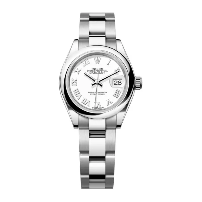 Rolex LadyDatejust 28mm Ref 2791600016 White Roman Dial Stainless Steel Oyster Bracelet Womens Watch Rolex Bracelets Rolex LadyDatejust 28mm Ref 2791600016 White Roman Dial Stainless Steel Oyster Bracelet Womens Watch Rolex Bracelets