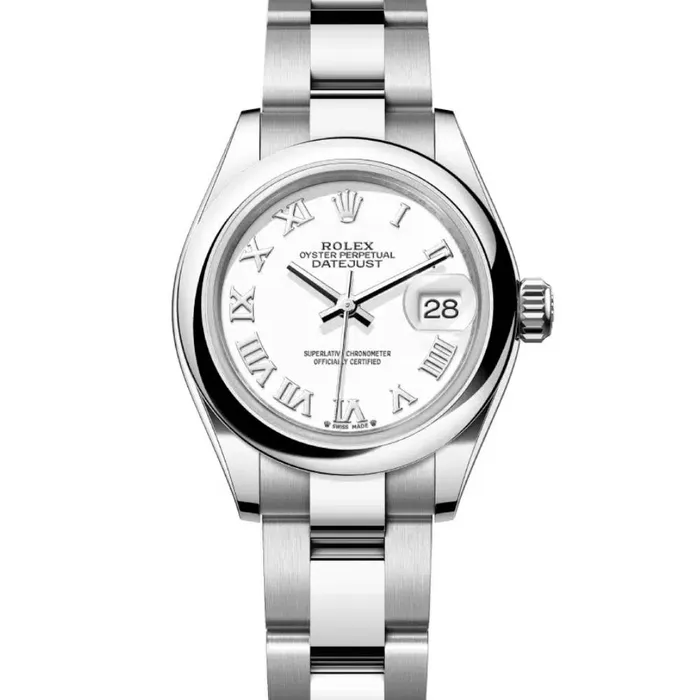 Rolex LadyDatejust 28mm Ref 2791600016 White Roman Dial Stainless Steel Oyster Bracelet Womens Watch Rolex Bracelets