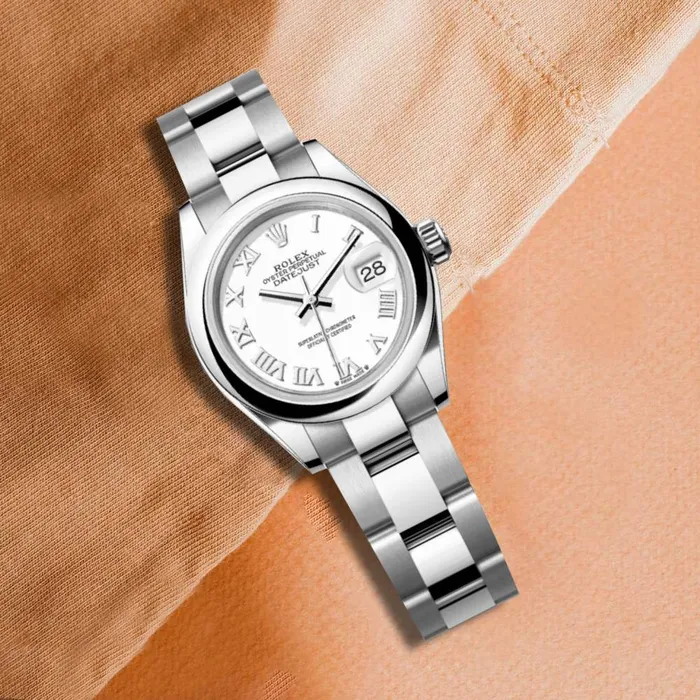 Rolex LadyDatejust 28mm Ref 2791600016 White Roman Dial Stainless Steel Oyster Bracelet Womens Watch Rolex Bracelets