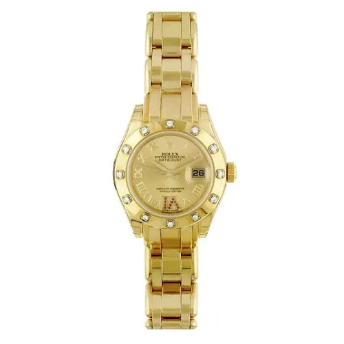 Rolex Pearlmaster 29mm Ref 80318 Champagne Roman Dial Diamond Bezel 18K Yellow Gold Bracelet Womens Watch Rolex Bracelets Rolex Pearlmaster 29mm Ref 80318 Champagne Roman Dial Diamond Bezel 18K Yellow Gold Bracelet Womens Watch Rolex Bracelets