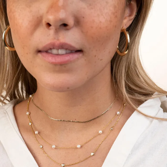 Rose Gypsy Necklaces 14k Thin Curb Link Necklace