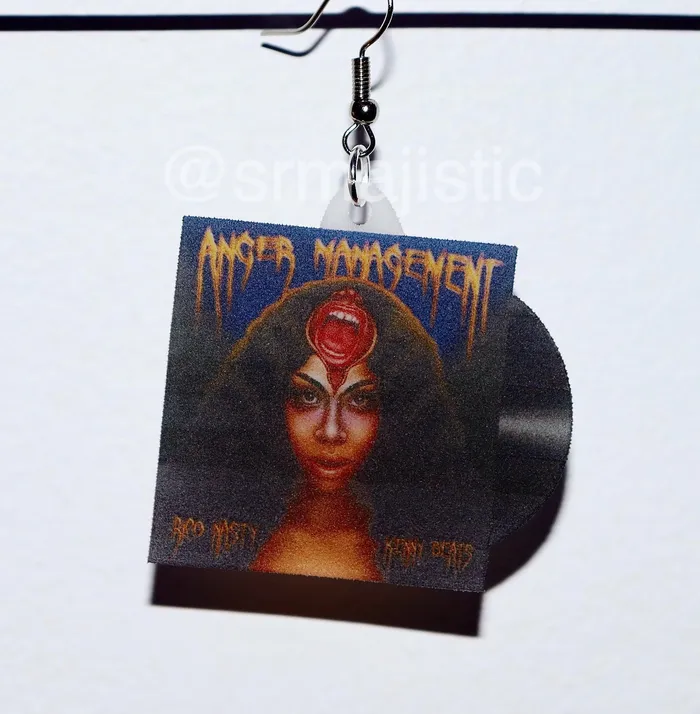 Sam Makes Things Earrings Rico Nasty Anger Management Vinyl Album Handmade Earrings Sam Makes Things Earrings Rico Nasty Anger Management Vinyl Album Handmade Earrings