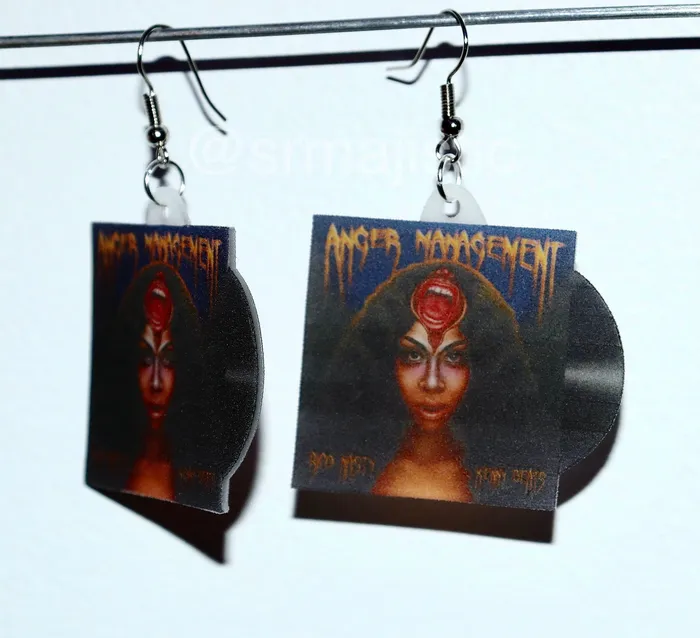 Sam Makes Things Earrings Rico Nasty Anger Management Vinyl Album Handmade Earrings