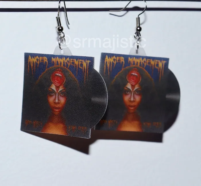 Sam Makes Things Earrings Rico Nasty Anger Management Vinyl Album Handmade Earrings
