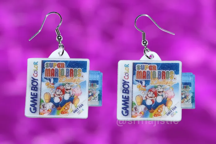 Sam Makes Things Earrings Super Mario Bros Deluxe Game Boy Color Game 2D detailed Handmade Earrings Sam Makes Things Earrings Super Mario Bros Deluxe Game Boy Color Game 2D detailed Handmade Earrings