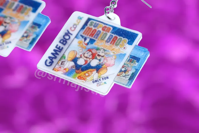 Sam Makes Things Earrings Super Mario Bros Deluxe Game Boy Color Game 2D detailed Handmade Earrings