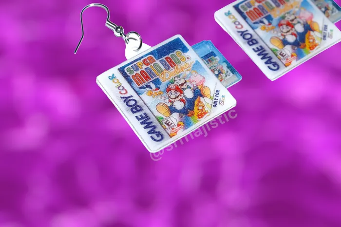 Sam Makes Things Earrings Super Mario Bros Deluxe Game Boy Color Game 2D detailed Handmade Earrings