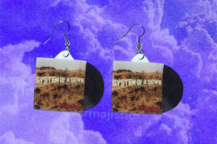 Sam Makes Things Earrings System of a Down Toxicity Vinyl Album Handmade Earrings Sam Makes Things Earrings System of a Down Toxicity Vinyl Album Handmade Earrings