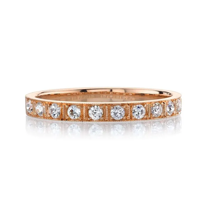Single Stone 18K Rose Gold Hadley Band Single Stone Rings
