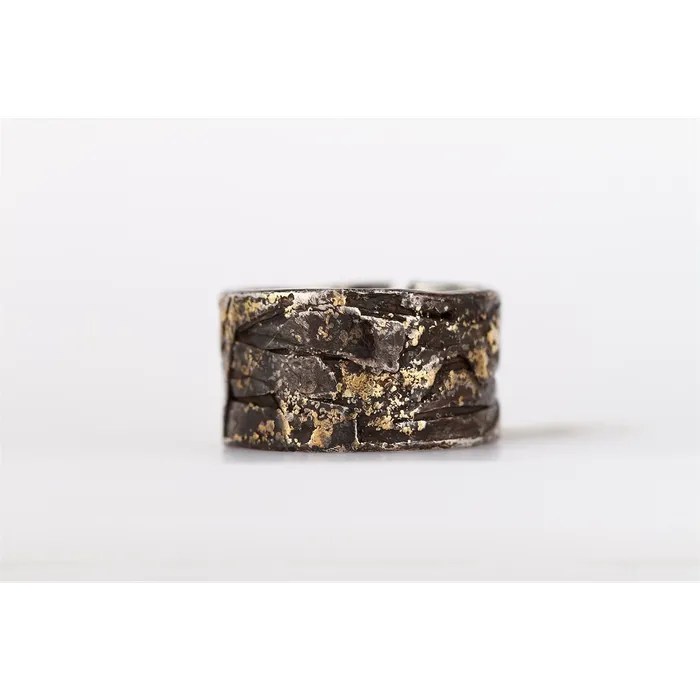 Todd Reed Silver 22K Yellow Gold with Patina Organic Band Todd Reed Rings