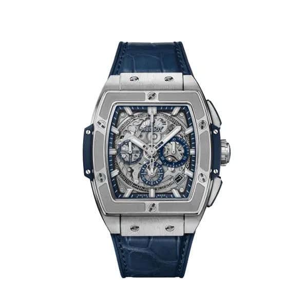Watches Hublot Hublot Spirit of Big Bang Titanium Blue 42mm Watch Ref 641NX7170LR Skeleton Dial Blue Leather Strap Watches Hublot Hublot Spirit of Big Bang Titanium Blue 42mm Watch Ref 641NX7170LR Skeleton Dial Blue Leather Strap