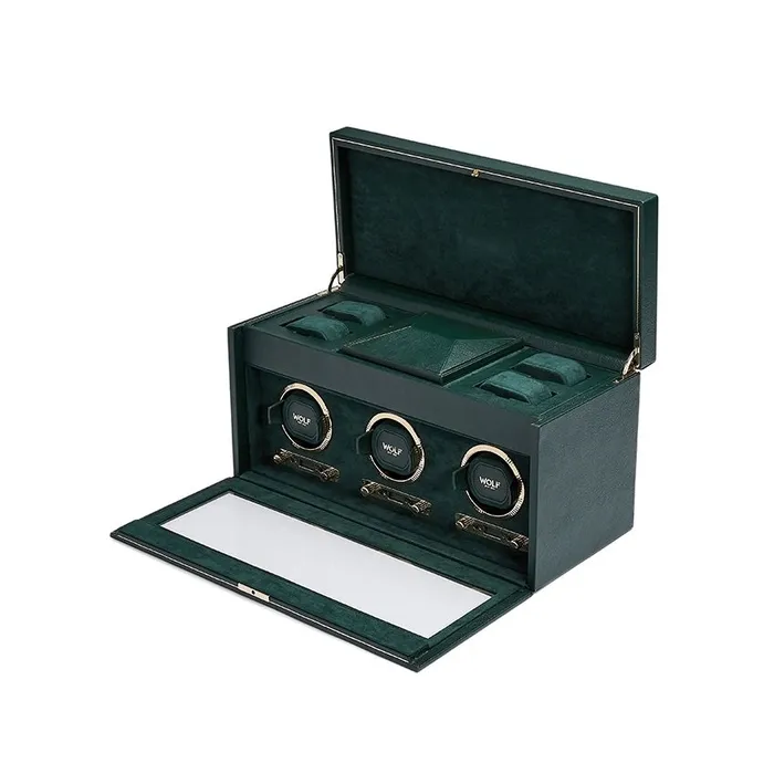 Watches Wolf Designs Wolf British Racing Triple Watch Winder with Storage Green