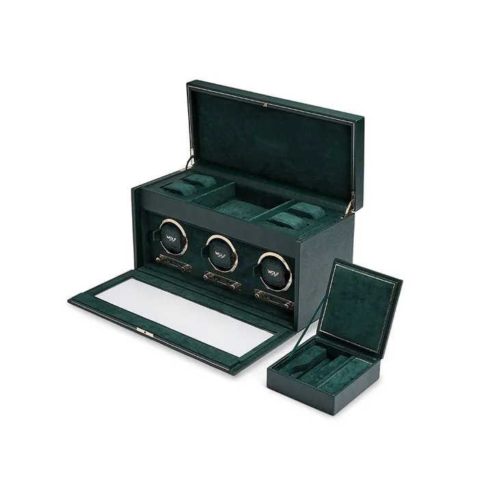 Watches Wolf Designs Wolf British Racing Triple Watch Winder with Storage Green